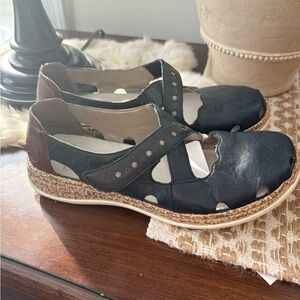 RIEKER Daisy Mary Jane Blue Leather Shoes Size 39/US 8
